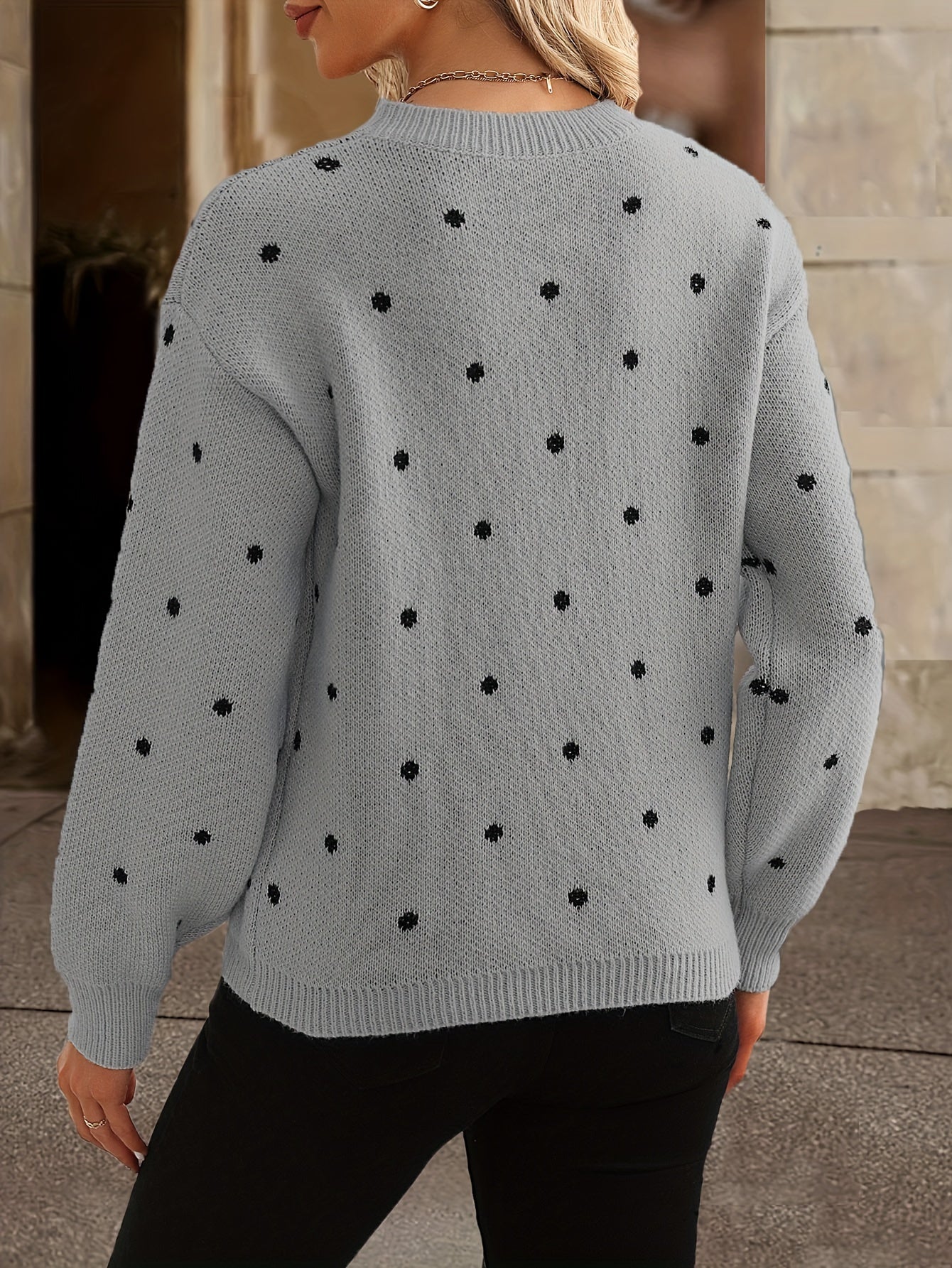 Damen Polka-Dots Pullover – Bequemer Rundhalsausschnitt und entspannte Silhouette von J&B - 6 - Annoboutique