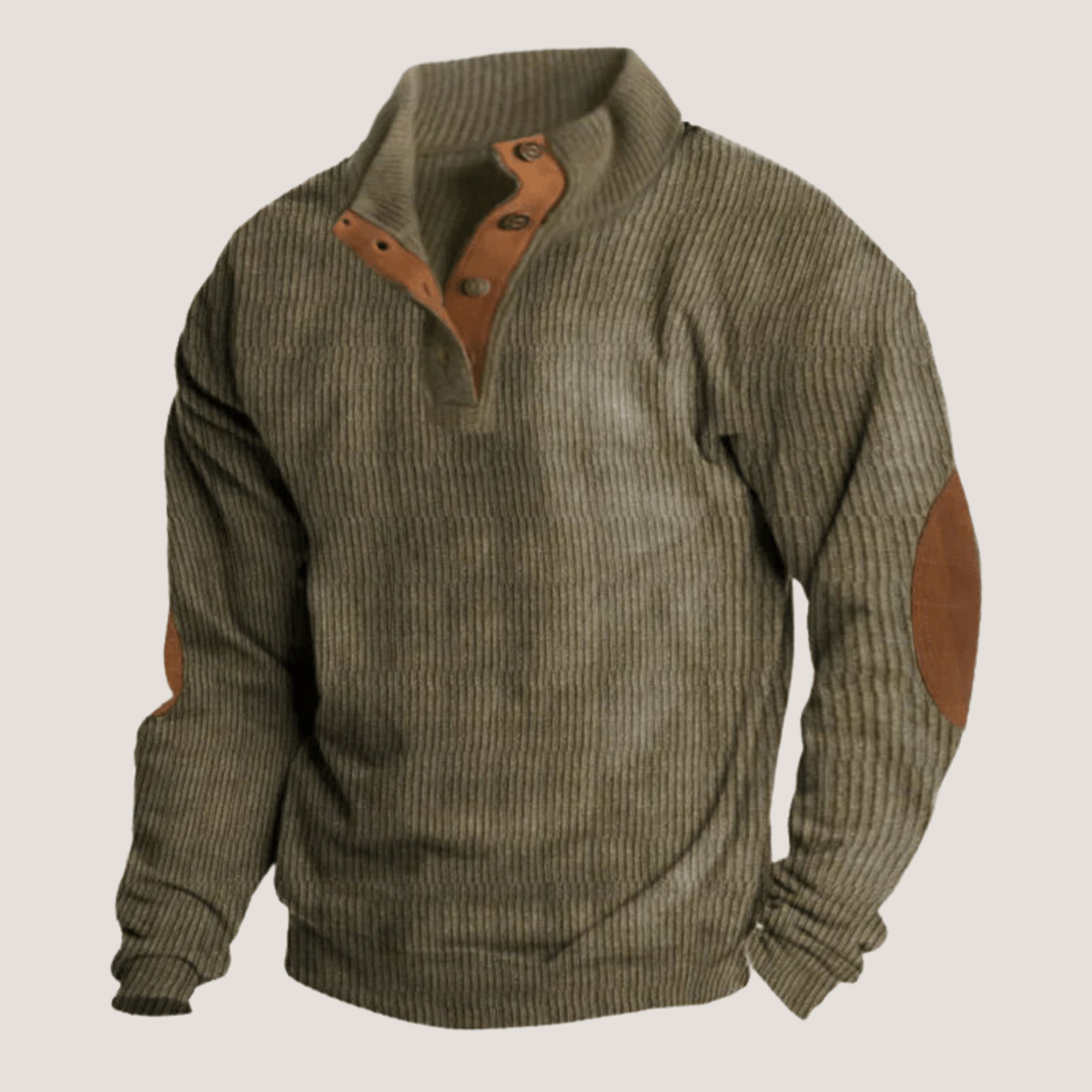 Finn – Gerippter Strickpullover mit Knopfleiste Herren