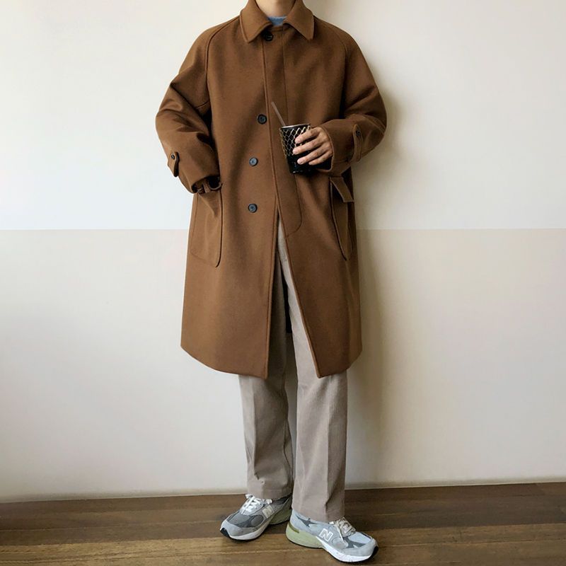 Ethan – Herren Wollmantel Oversize mit Knopfleiste