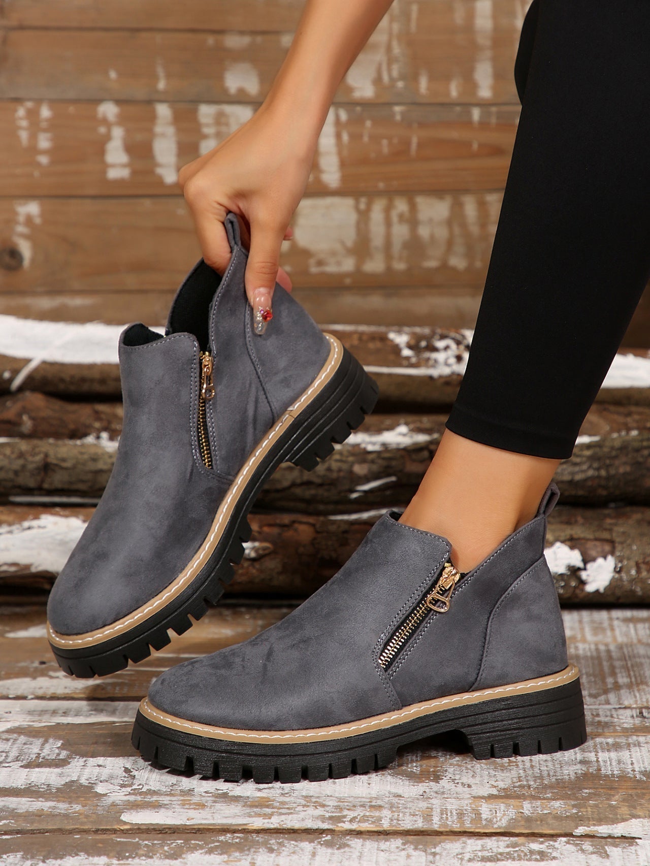 Lena – Robuste Zip-Chelsea-Stiefeletten Damen