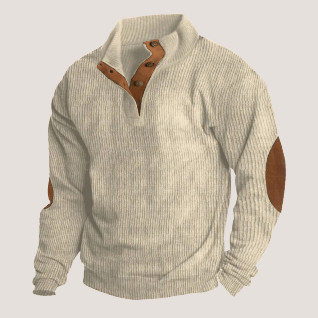 Finn – Gerippter Strickpullover mit Knopfleiste Herren