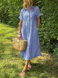 Theresa – Striped Button-Up Summer Dress - Image 1