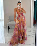 Elisa – Damen Maxikleid mit Spaghettiträgern und fließendem A-Linien-Schnitt