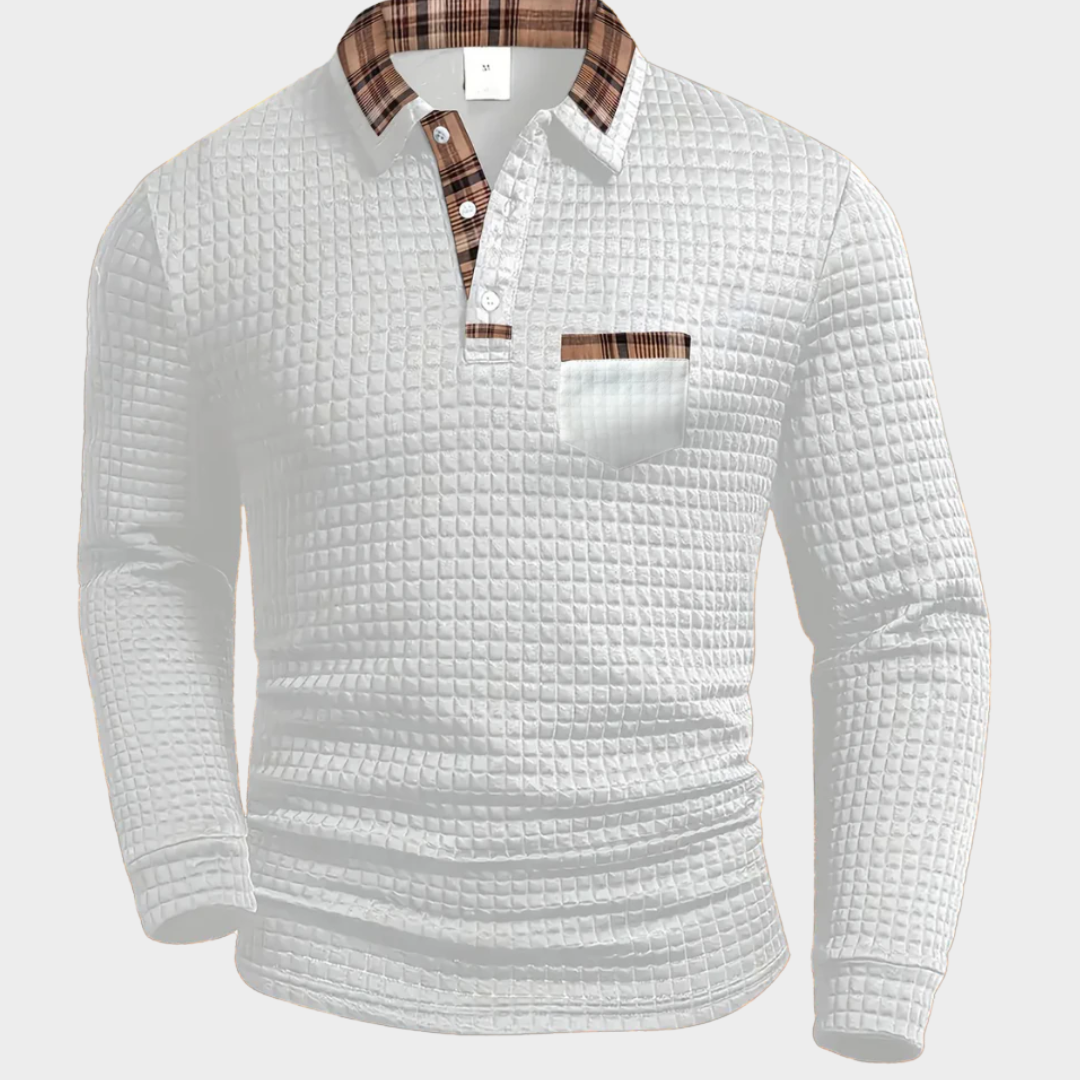 Krzysztof – Strukturiertes Langarm-Poloshirt Herren