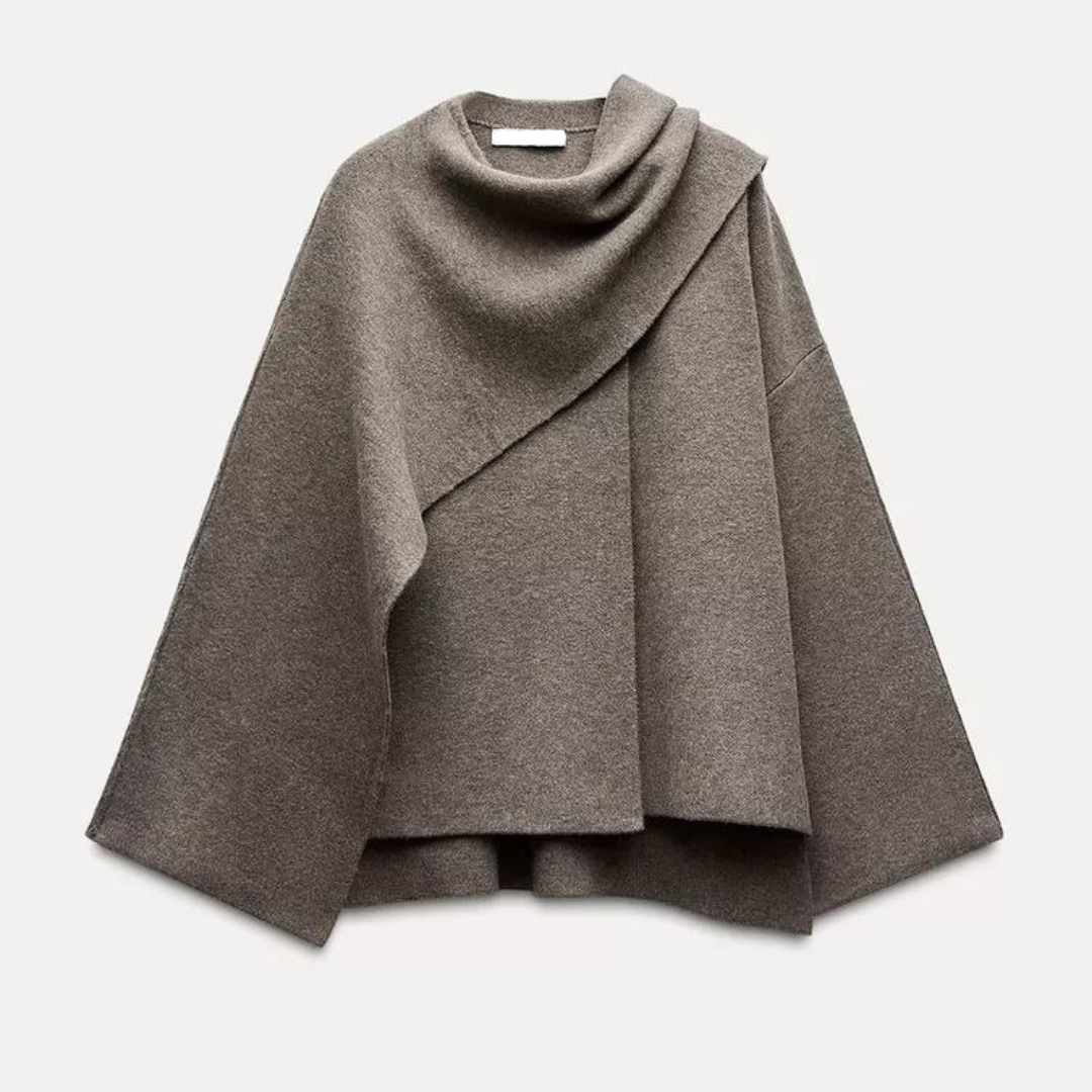 Amira - Damen Pullover mit weitem Schnitt und Schal-Detail