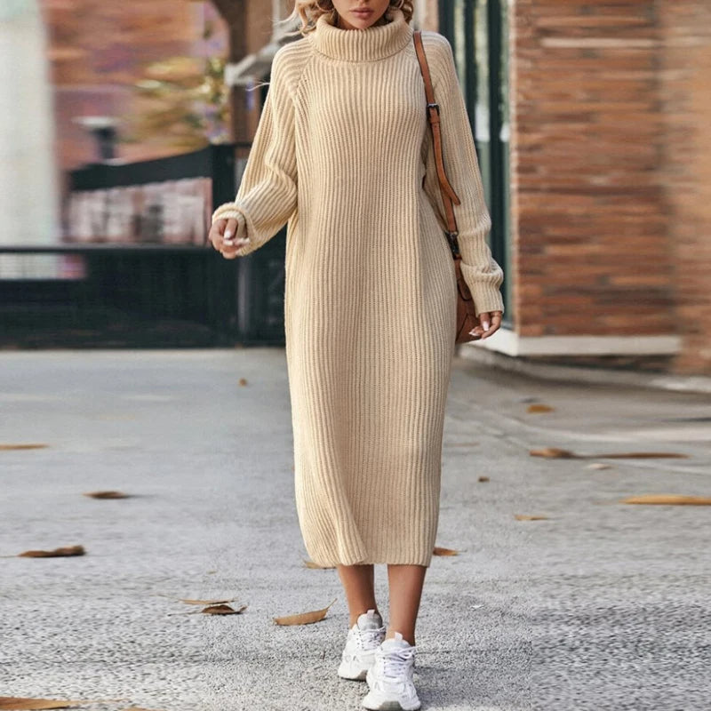Camila - Damen Strickkleid langarm mit Rollkragen