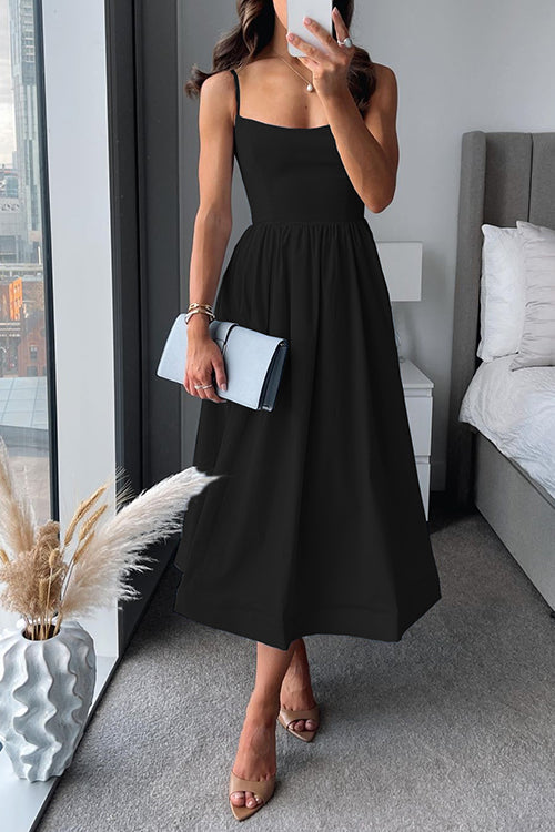 Nora – Ärmelloses Damen-Midikleid mit Spaghettiträgern