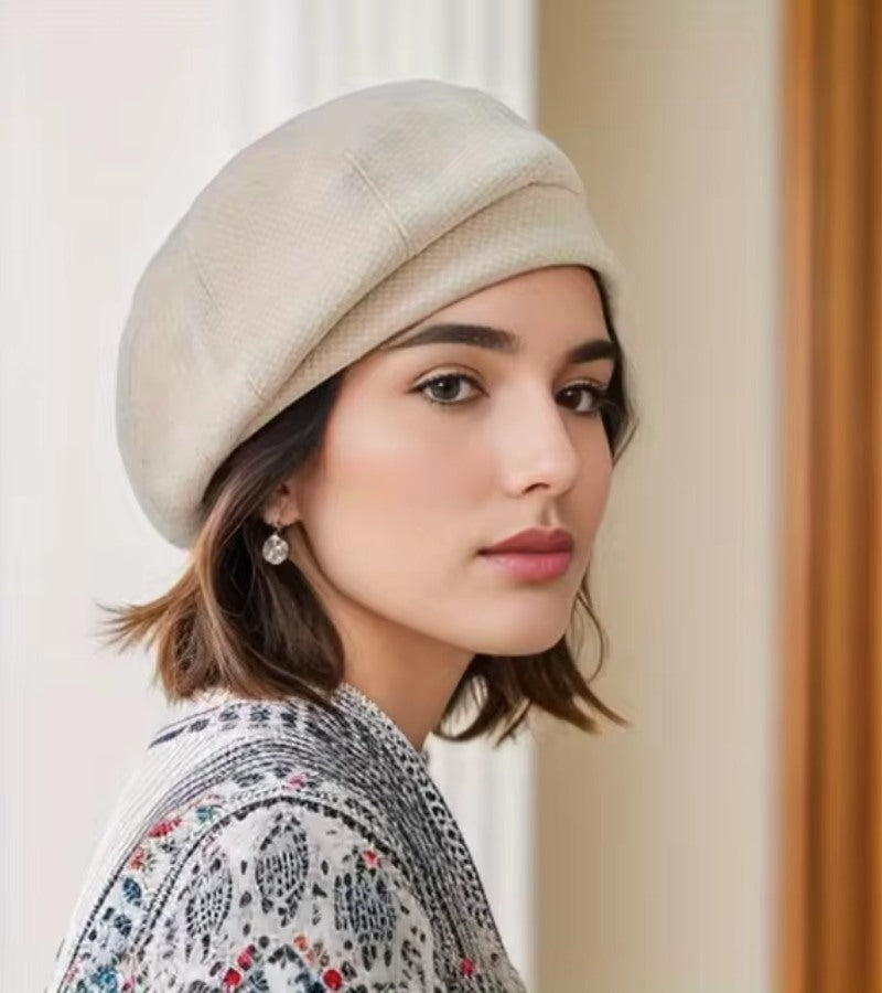 Isabela – Elegante Winter-Baskenmütze im Hahnentrittmuster für Damen