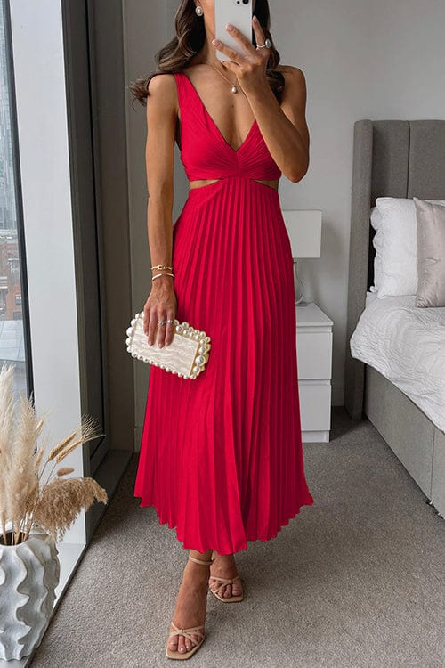 Nina – Damen Maxikleid mit Cut-Outs und Plissee-Rock