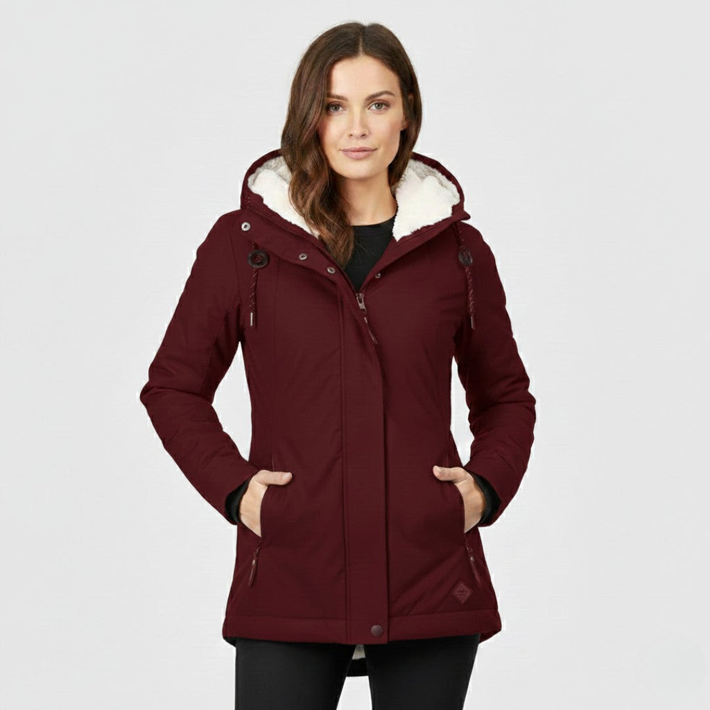 Emma – Warme Softshell-Winterjacke mit Fleecekapuze für Damen