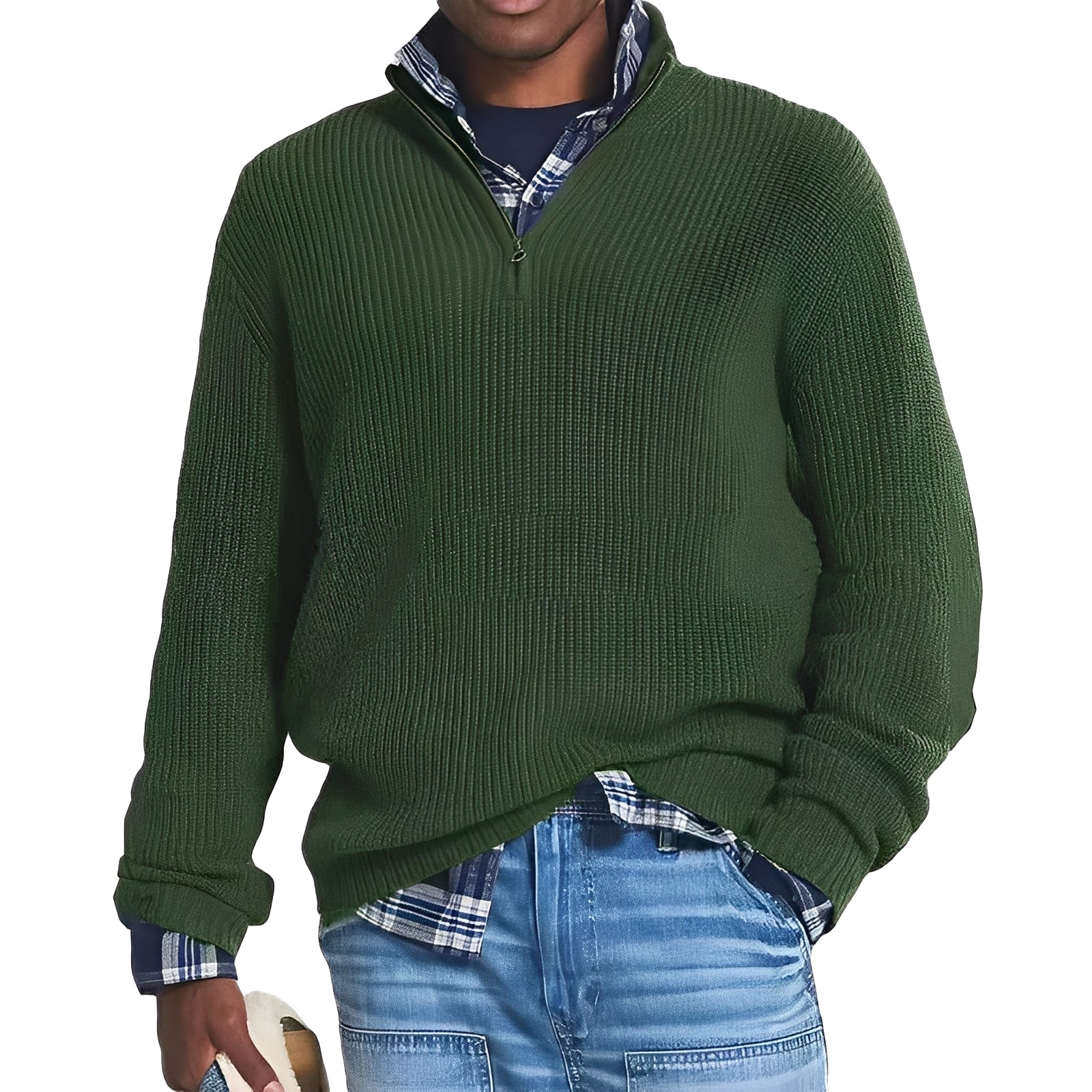 David - Herren Strickpullover mit halbem Reißverschluss