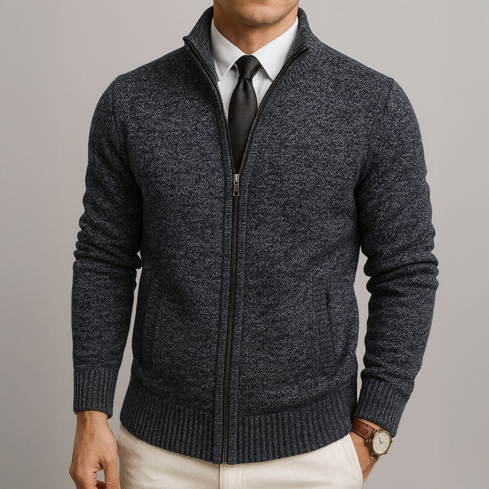 Henry – Elegante Feinstrick Herren Strickjacke mit Reißverschluss