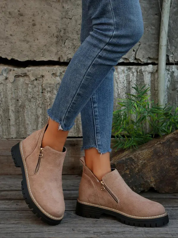 Lena – Robuste Zip-Chelsea-Stiefeletten Damen
