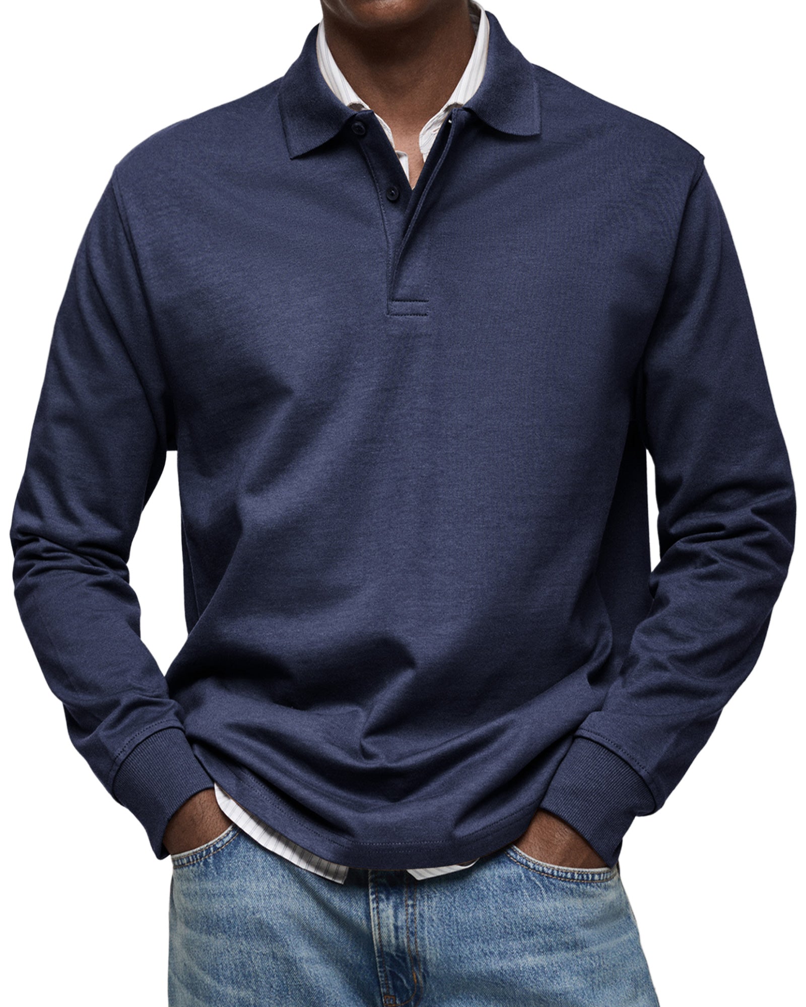 Leonardo - Herren Poloshirt langarm mit Knopfleiste