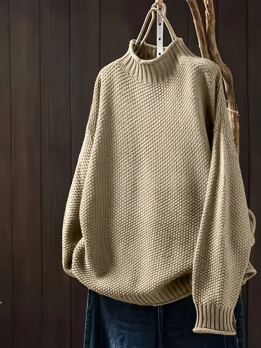 Sophie - Damen Pullover mit Stehkragen und Strukturmuster
