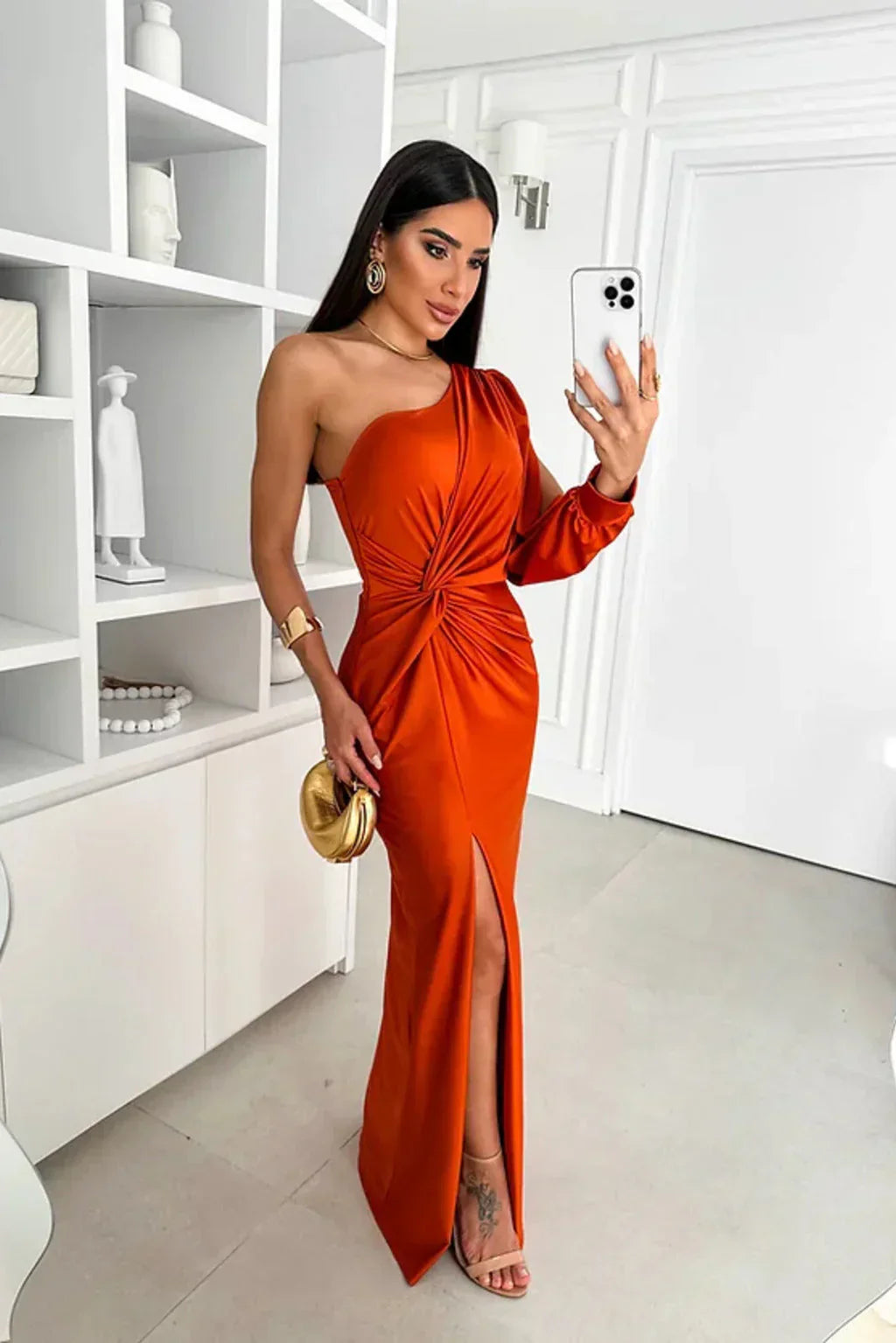 Selina - Damen Abendkleid mit One-Shoulder-Design und Beinschlitz