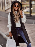 Longline Puffer Jacket Women's with Hood and Snap Closure - Image 1