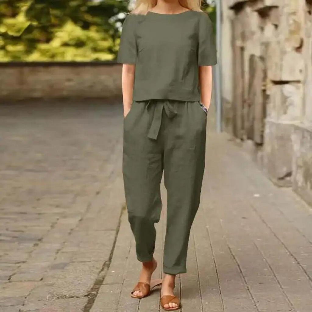 Anna – Lässiges Leinen Zweiteiliges Set
