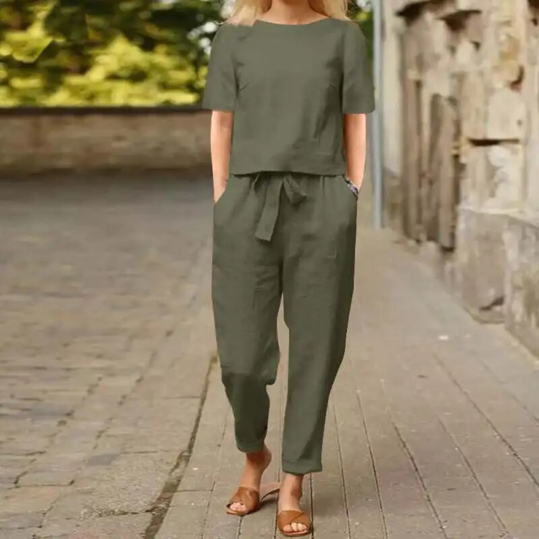 Anna – Lässiges Leinen Zweiteiliges Set