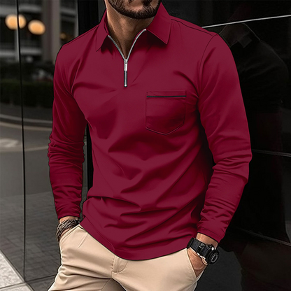 Luca – Herren Langarmshirt mit Reißverschlusskragen