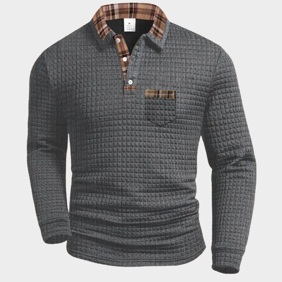 Krzysztof – Strukturiertes Langarm-Poloshirt Herren