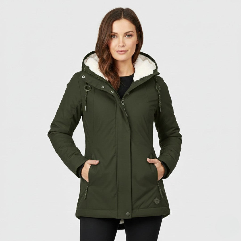Emma – Warme Softshell-Winterjacke mit Fleecekapuze für Damen