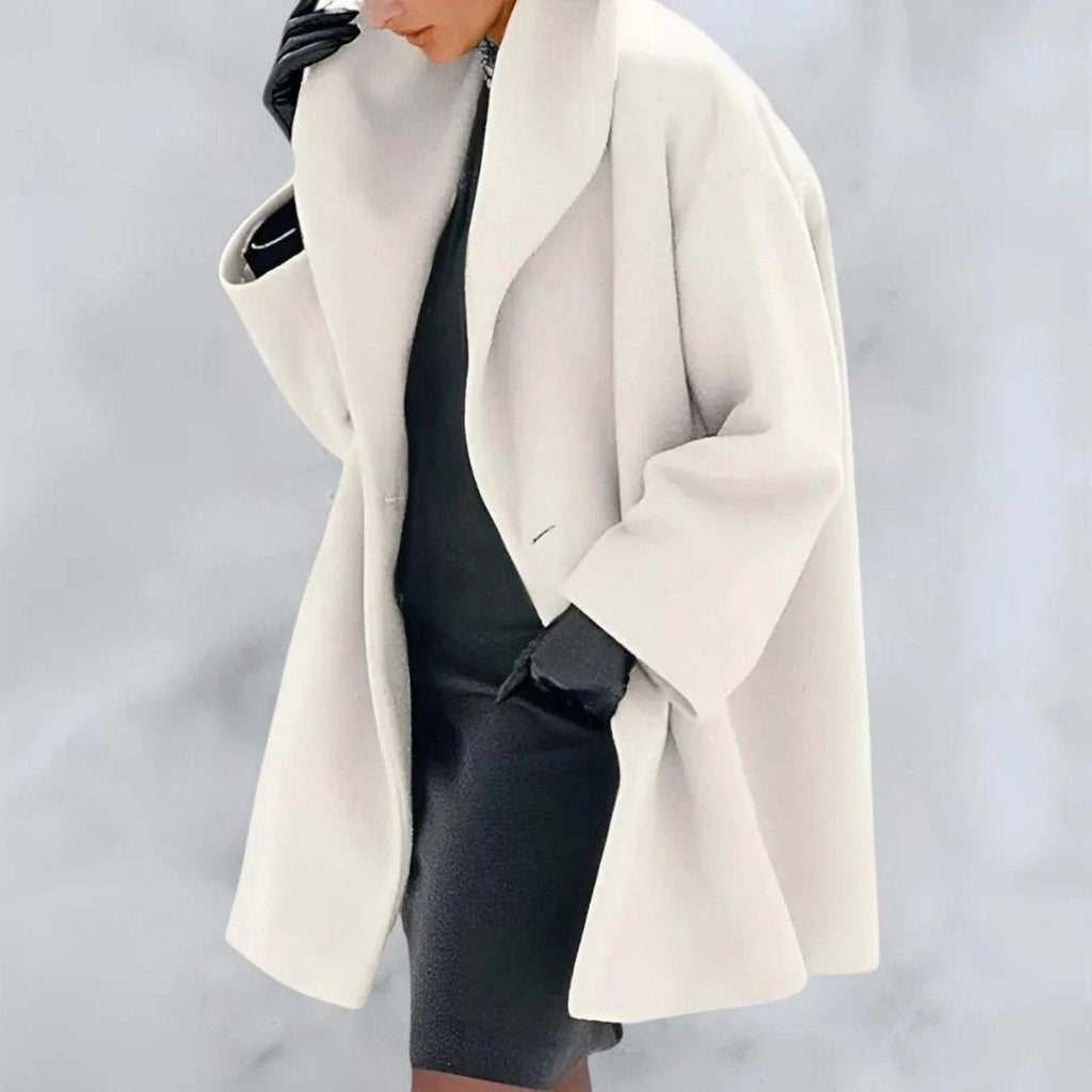 Vivienne – Damen Wolle Wintermantel  mit weitem Reverskragen