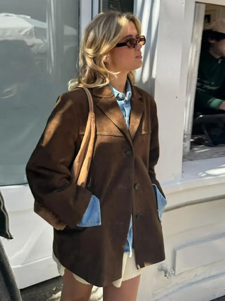 Mara - Damen Wildlederjacke mit Reverskragen Herbst Winter