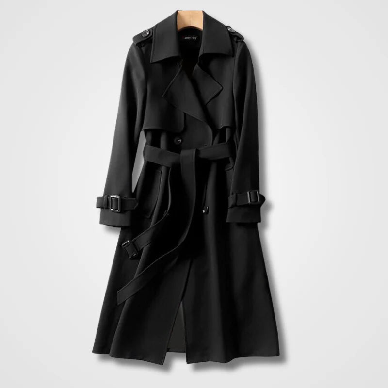 Valentina - Damen wollen Trenchcoat mit Bindegürtel und Doppelreiher