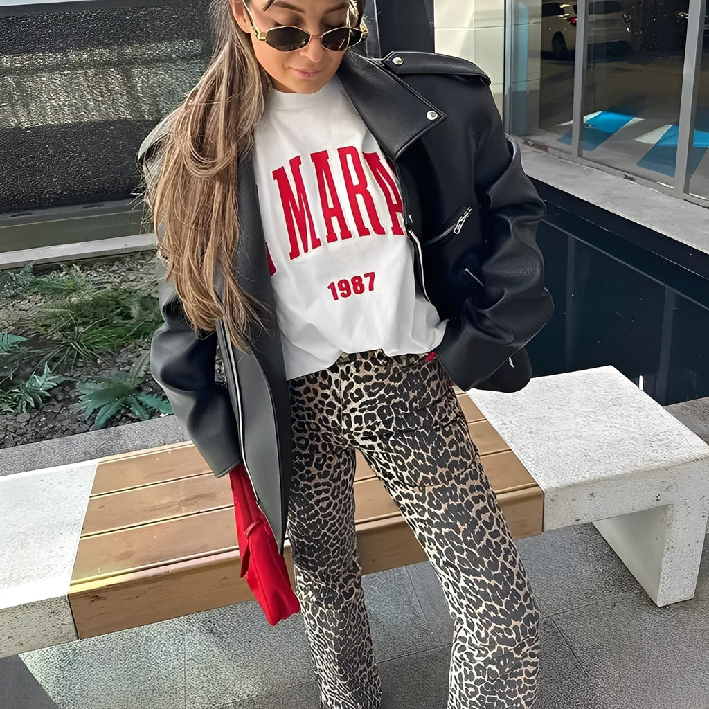 Amira – High-Waist Jeans mit Animal-Print für Damen