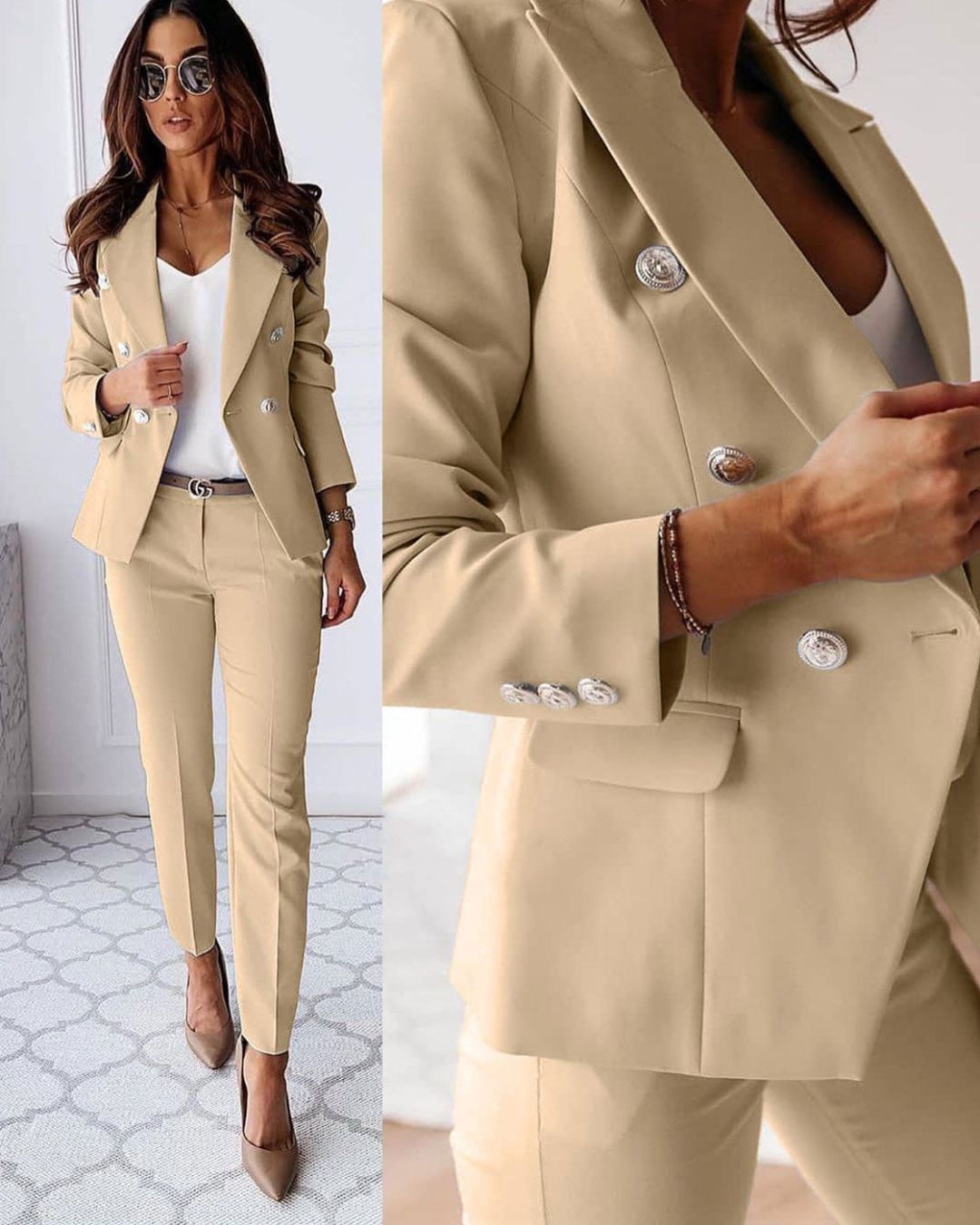 Blazer Damen mit tailliertem Schnitt und dekorativen Knöpfen | A&B - 3 - Annoboutique