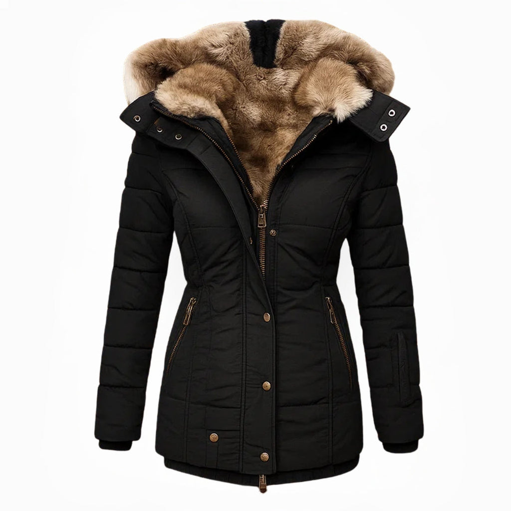 Lena – Gefütterte Winterjacke mit Fellkapuze im modernen Damen-Look