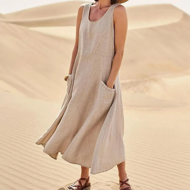 Alina – Ärmelloses Maxikleid mit Taschen