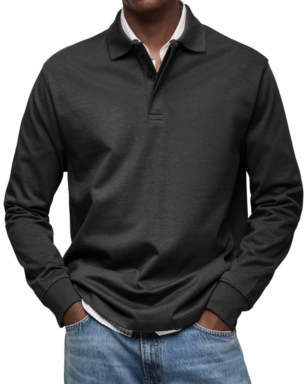 Ethan – Klassisches Herren Langarm-Poloshirt mit Knopfleiste