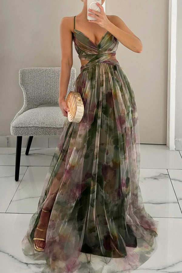 Elisa – Damen Maxikleid mit Spaghettiträgern und fließendem A-Linien-Schnitt