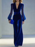 Elena – Eleganter Samt Jumpsuit mit V-Ausschnitt