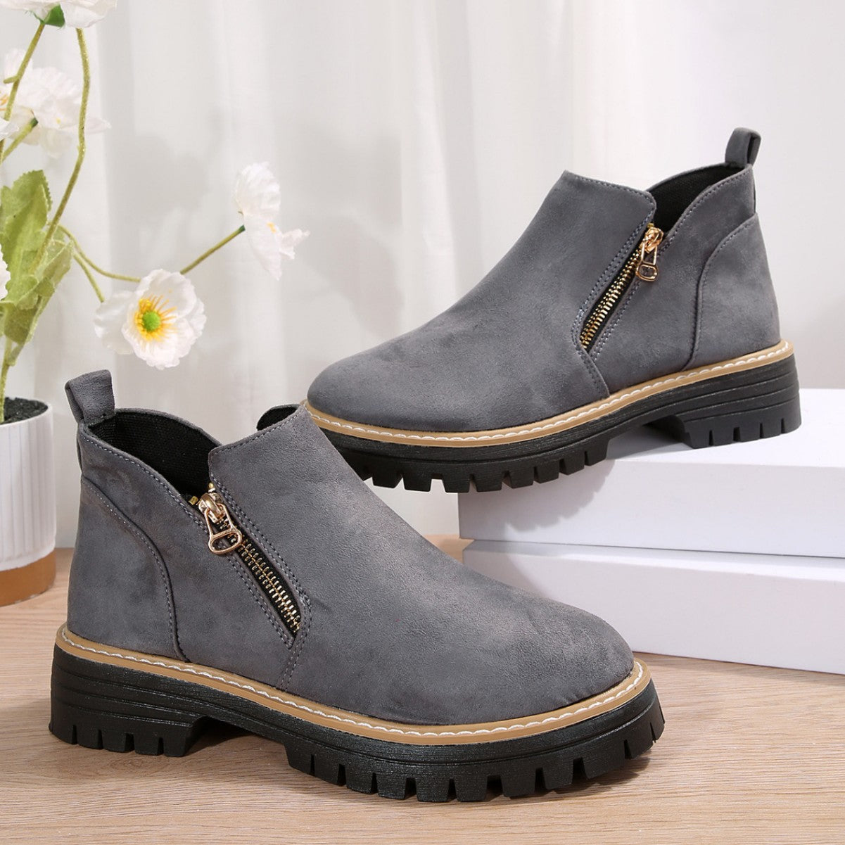 Lena – Robuste Zip-Chelsea-Stiefeletten Damen