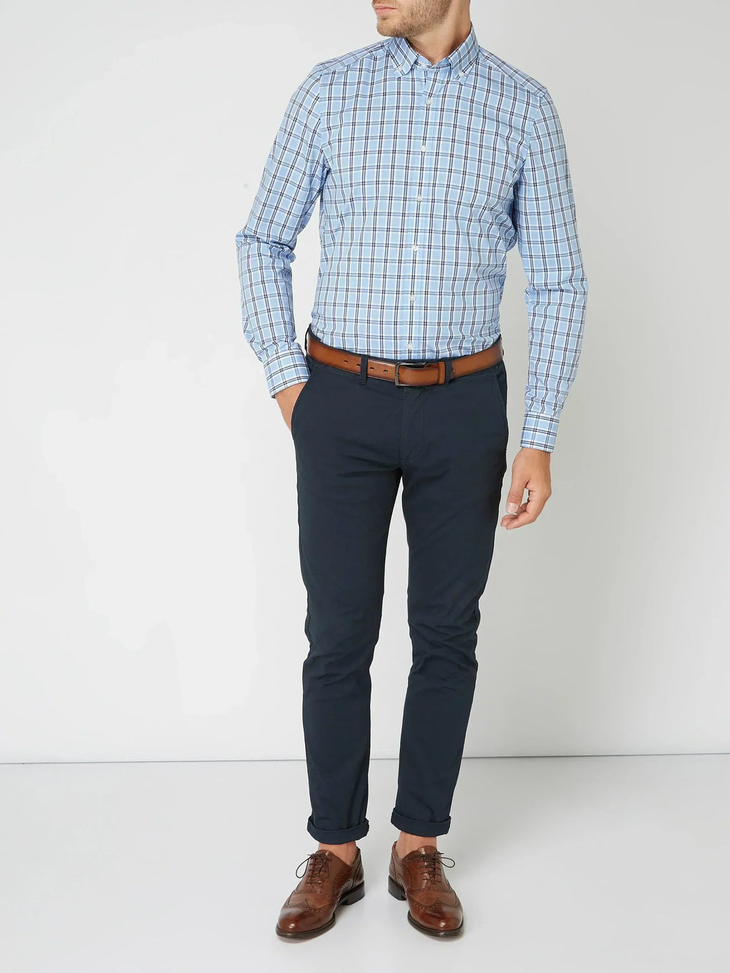 James – Kariertes Langarmhemd mit Button-Down-Kragen Herren