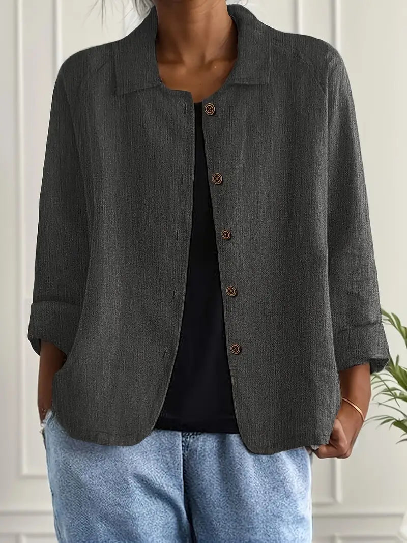 Damenjacke mit lässigem Schnitt und praktischen Knöpfen - 42 - Annoboutique