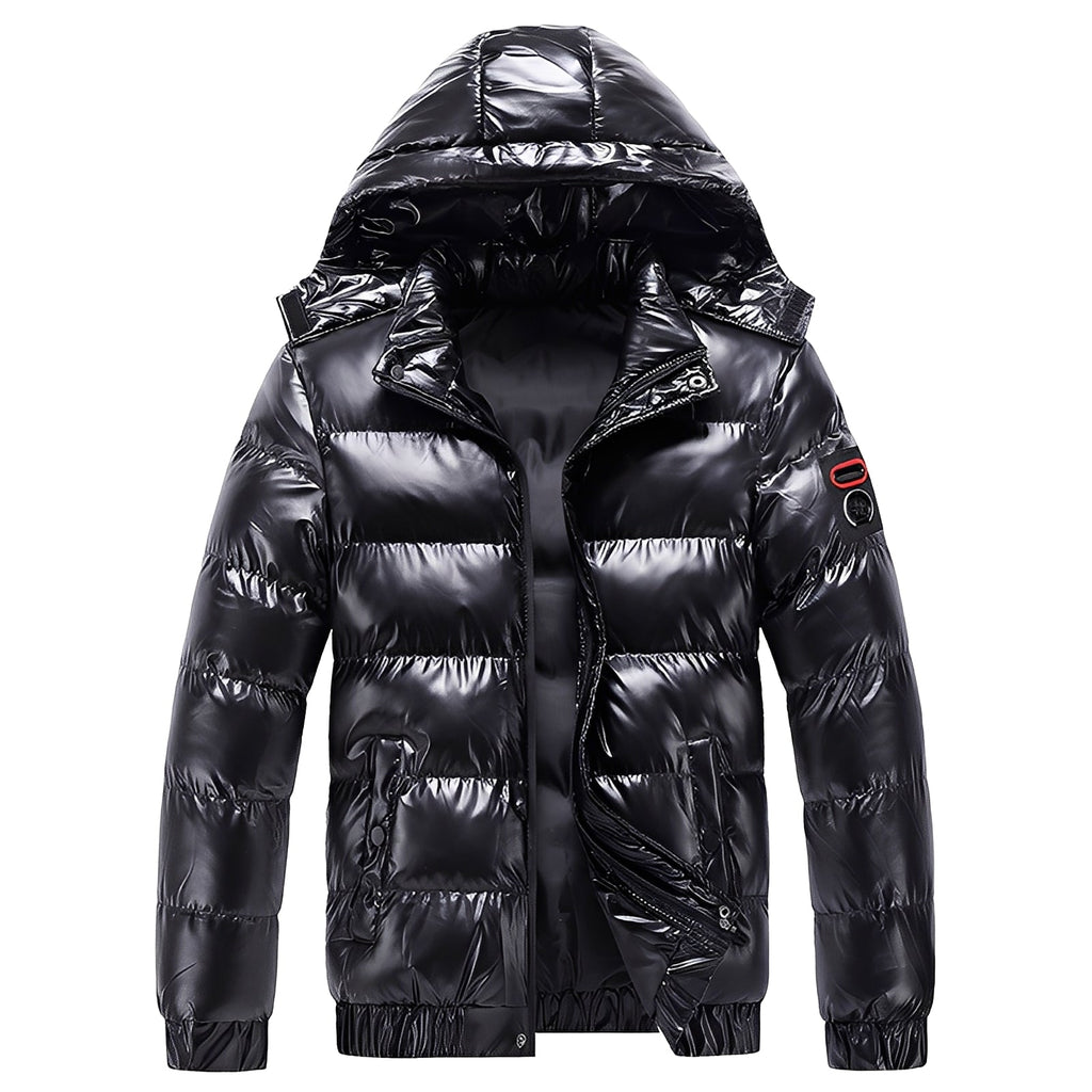 Leon – Glänzende Steppjacke mit Kapuze für Herren