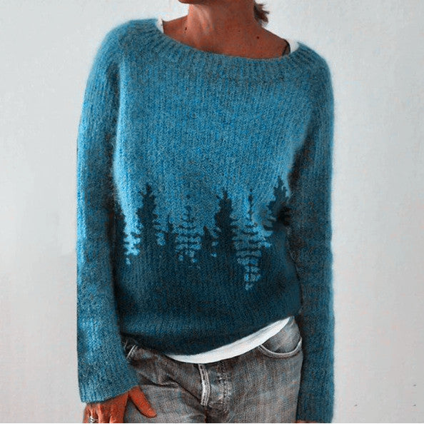 Lina - Damen Kaschmir Strickpullover mit buntem Norwegermuster Winter