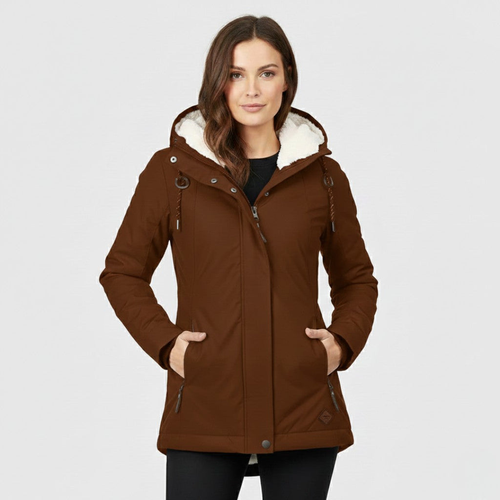 Emma – Warme Softshell-Winterjacke mit Fleecekapuze für Damen