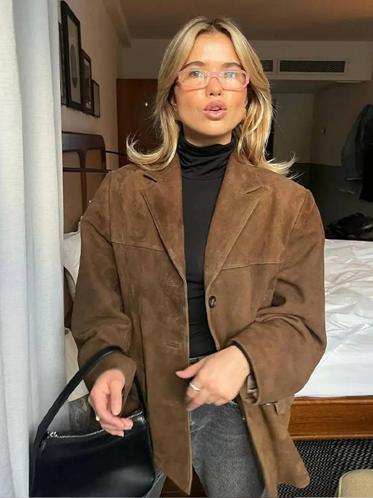 Mara - Damen Wildlederjacke mit Reverskragen Herbst Winter