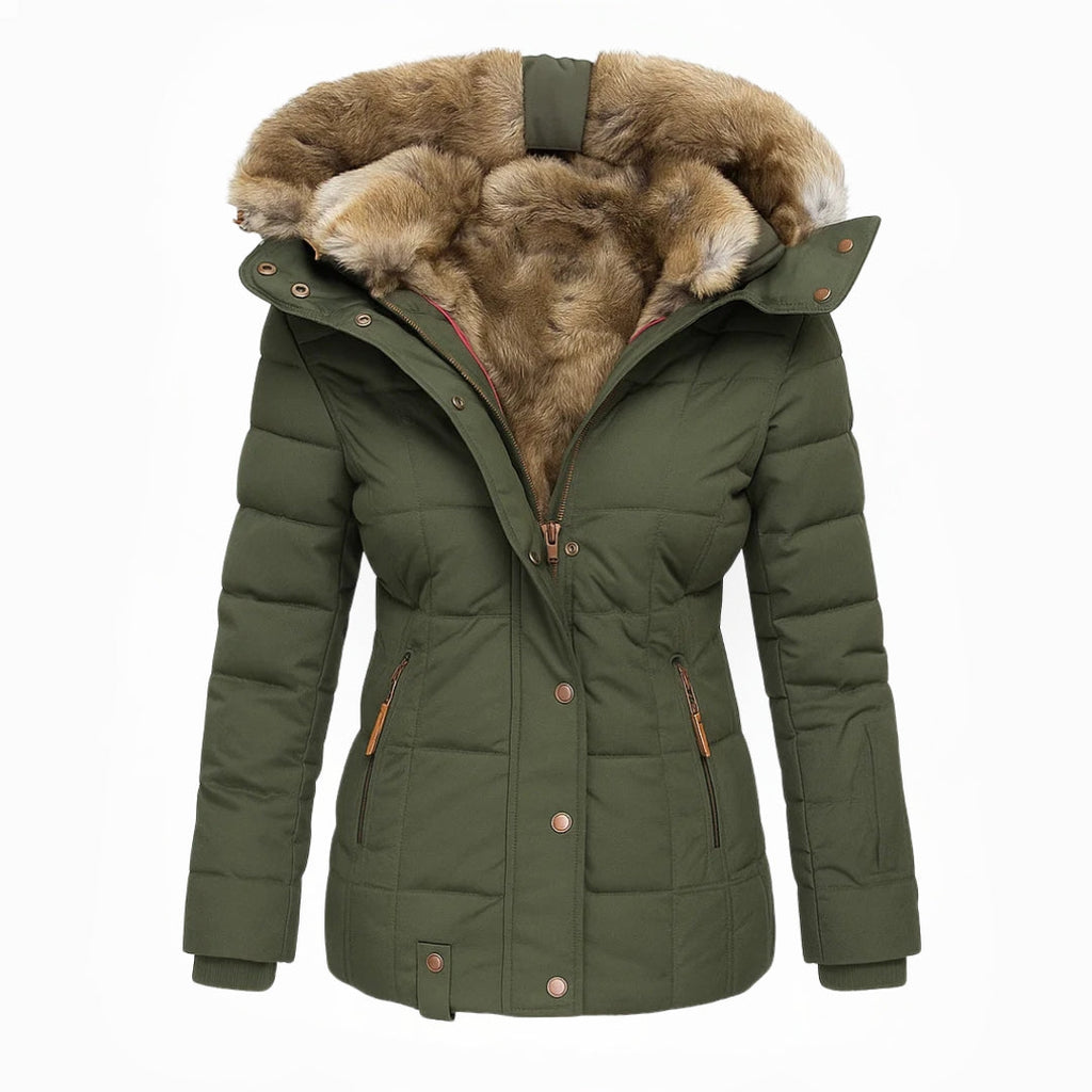 Lena – Gefütterte Winterjacke mit Fellkapuze im modernen Damen-Look