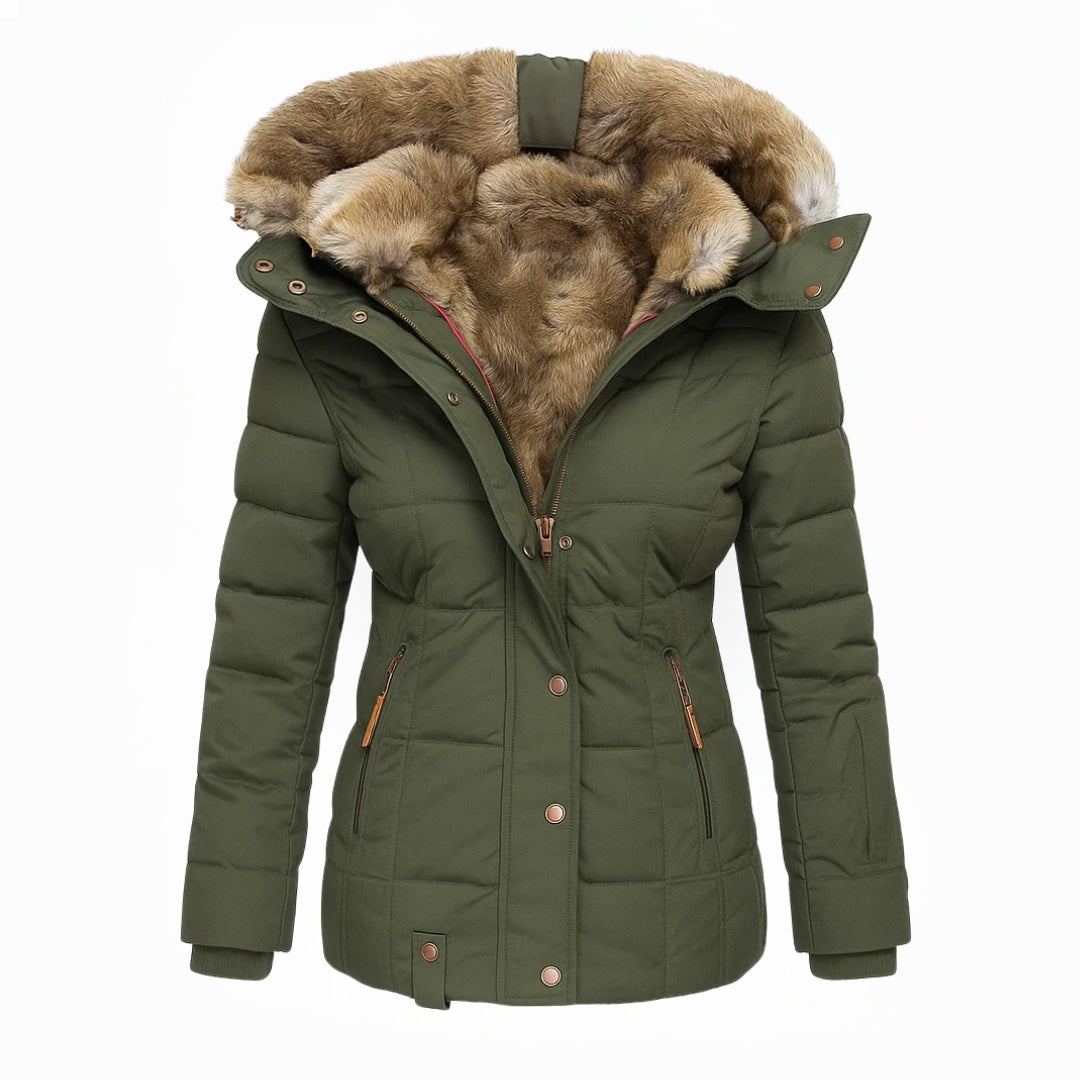 Lena – Gefütterte Winterjacke mit Fellkapuze im modernen Damen-Look