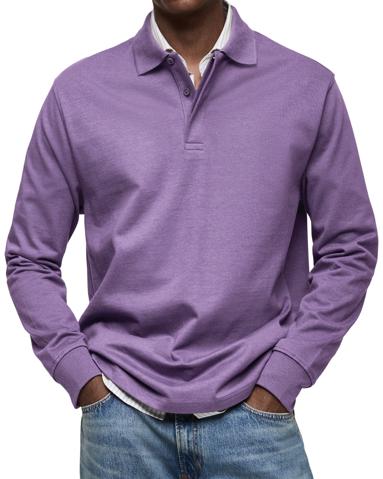 Leonardo - Herren Poloshirt langarm mit Knopfleiste