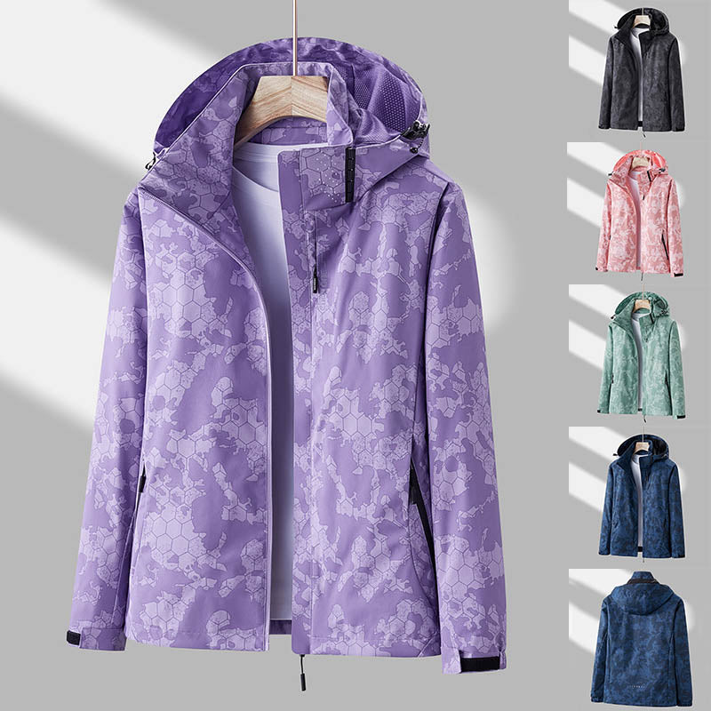 Damen Windjacke mit Kapuze in floralem Stil - J&B - 6 - Annoboutique