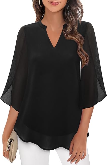 Sophie – Damen Fließende Bluse mit V-Ausschnitt
