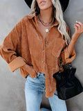 Ariana – Lässige Damen Cordbluse mit Knopfleiste