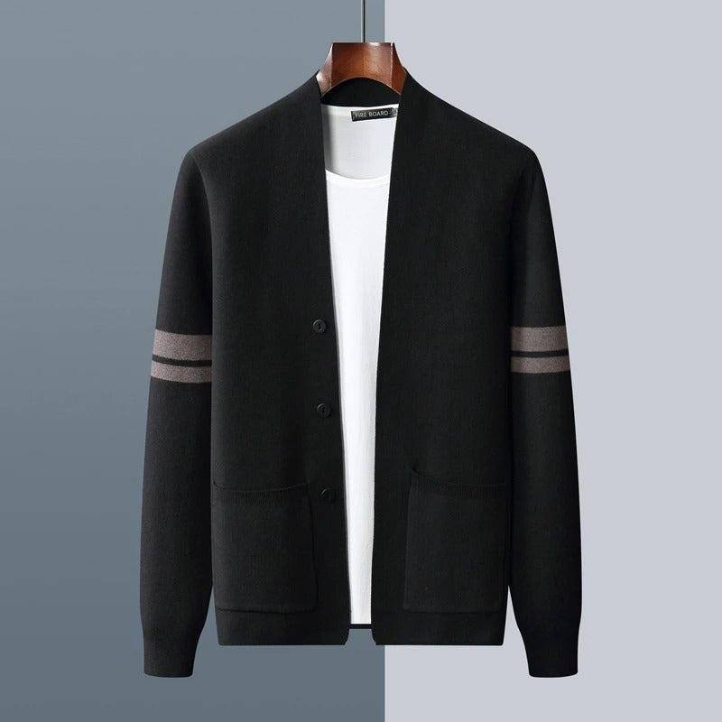 Milan – Strick-Cardigan mit Streifendetail für Herren